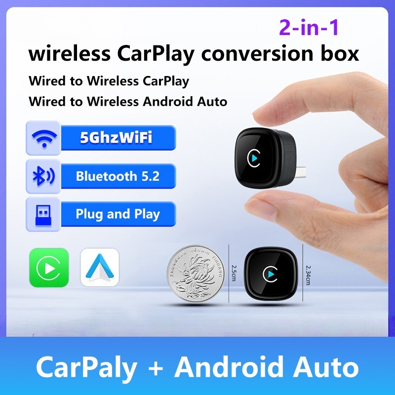 Car Accessories Usa - 2 in 1 Wireless CarPlay Adapter