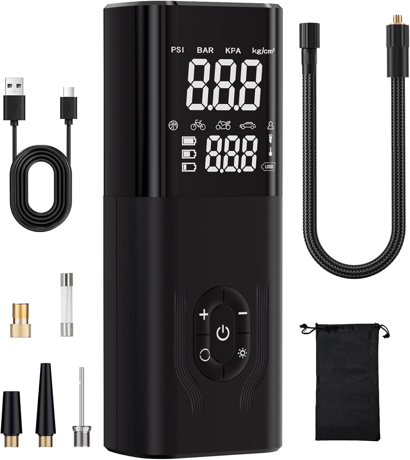 Car Portable Tire Inflator - Portable Air Compressor 180PSI, Cordless Tire