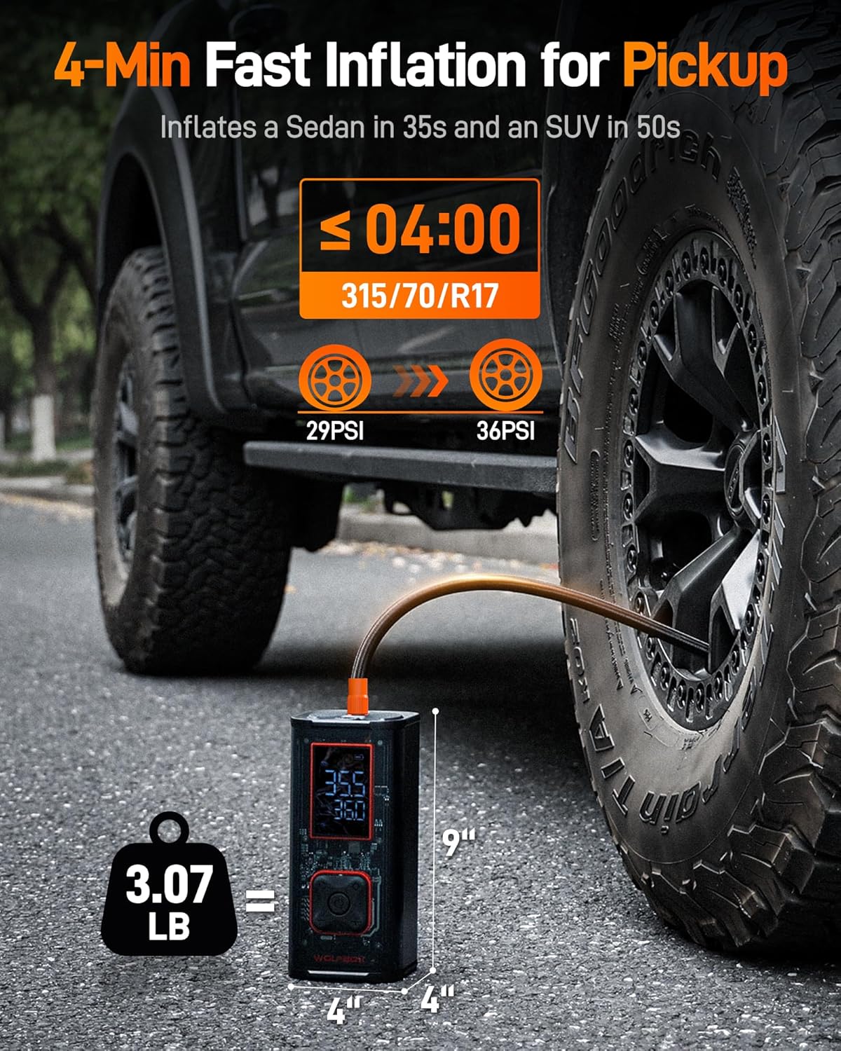 Tire Inflator Portable Air Com - đánh giá và giá Car Portable Tire Inflator