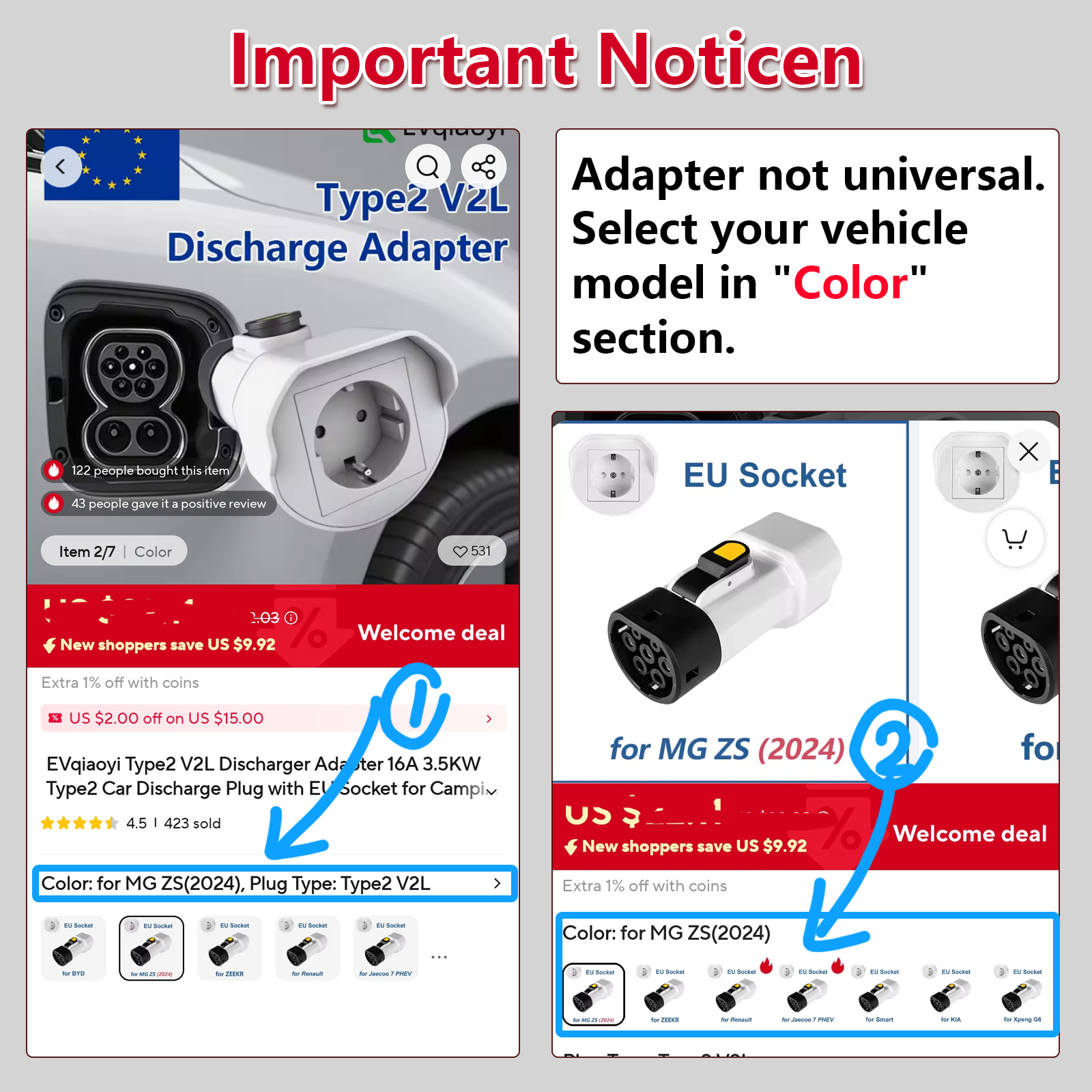 EVqiaoyi Type2 V2L Discharger  - đánh giá và giá Car Accessories Usa