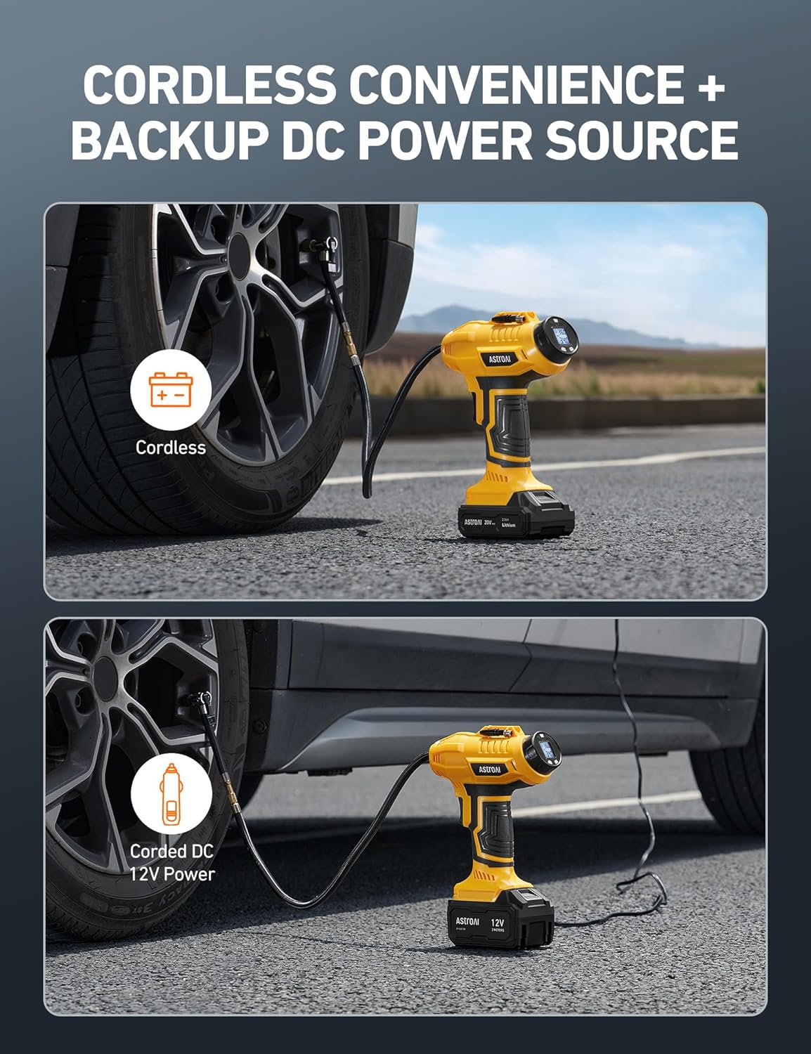 20V Cordless Tire Inflator wit - đánh giá và giá Car Portable Tire Inflator