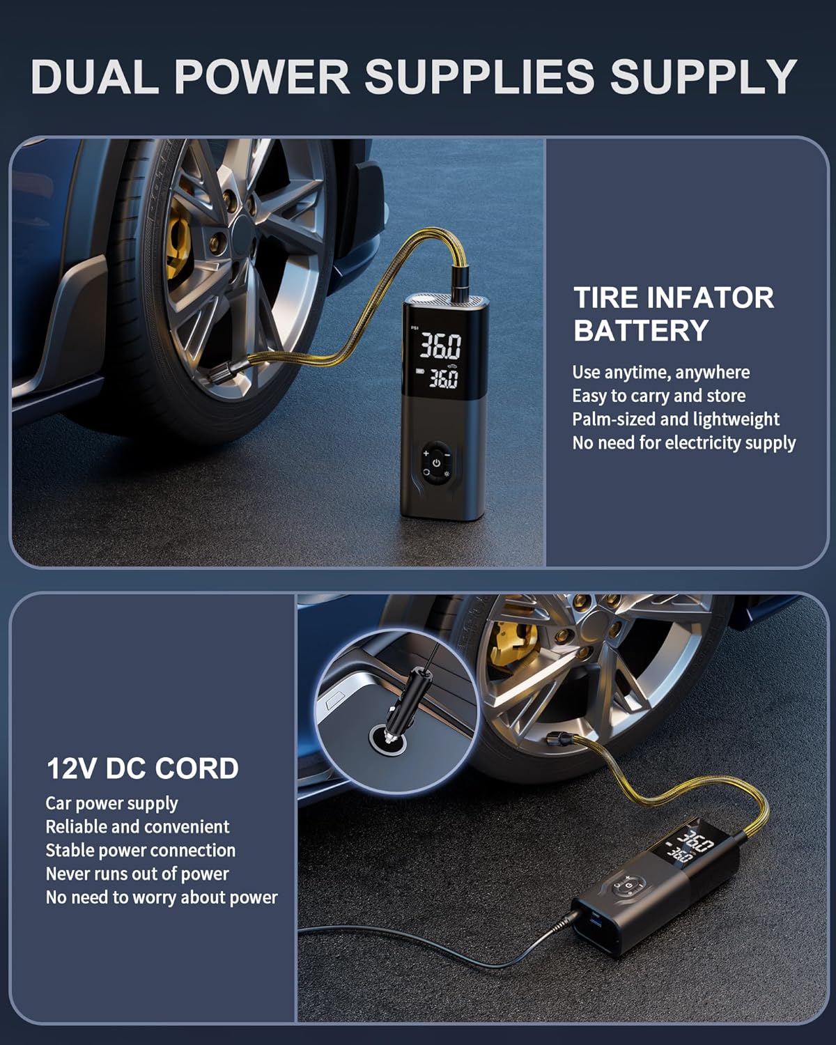 Portable Air Compressor 180PSI - đánh giá và giá Car Portable Tire Inflator