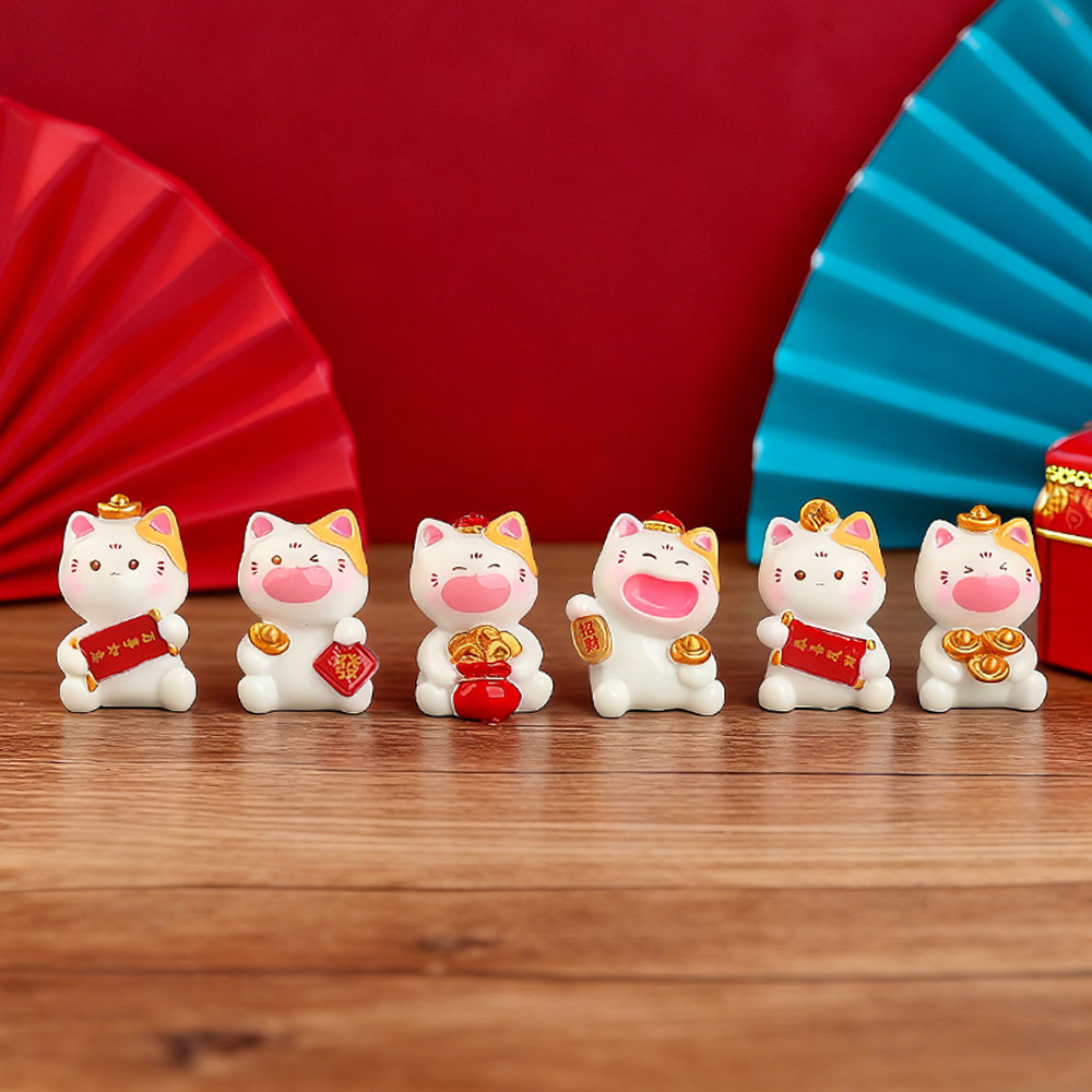 6Pcs Mini Lucky Cat Ornaments  - đánh giá và giá Car Accessories Xmas