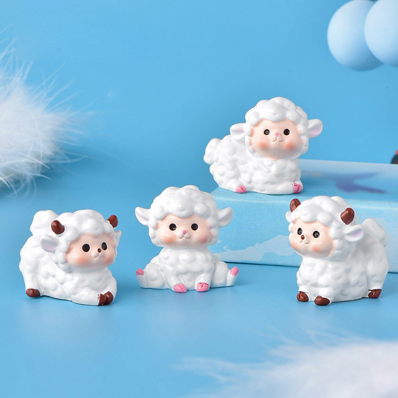 1pc White Sheep Figurine Cute  - đánh giá và giá Car Accessories Xmas
