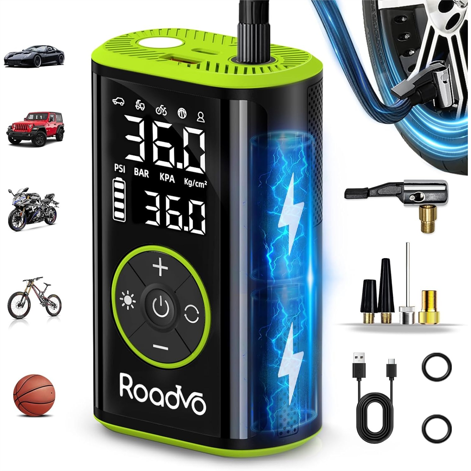 Tire Inflator Portable Air Com - đánh giá và giá Car Portable Tire Inflator