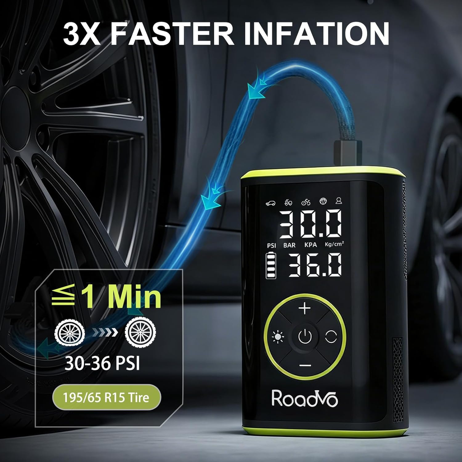 Tire Inflator Portable Air Com - đánh giá và giá Car Portable Tire Inflator